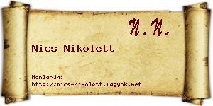 Nics Nikolett névjegykártya